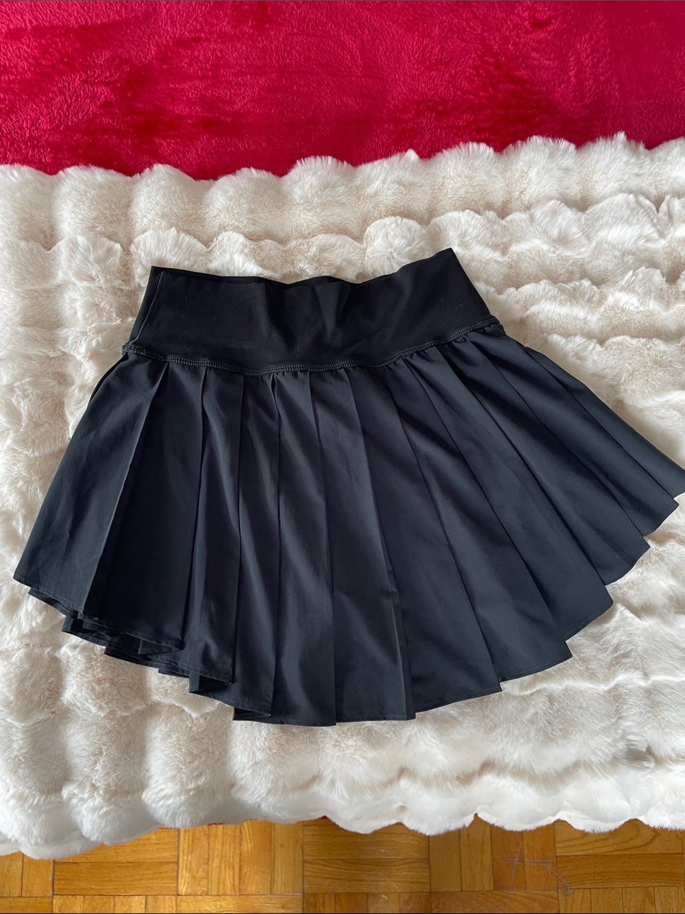 aerie Black Pleated Skater Skirt
